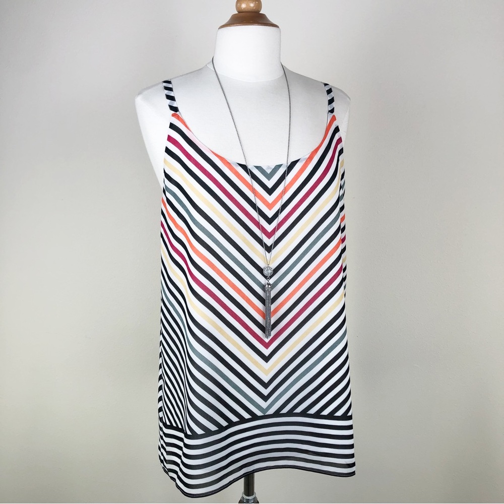 CAbi Size M Línea Cami #5043 Tank Striped Blouse Top